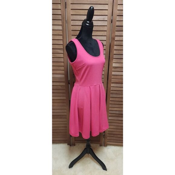 White Mark Solid Pink Sleeveless Knee Length Fit & Flare Womens Large Sundress - Picture 3 of 8